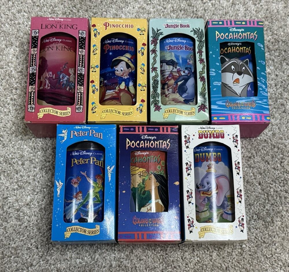 Vintage Burger King 1994 Series Walt Disney 7 Collector Cups NEW Original Boxes